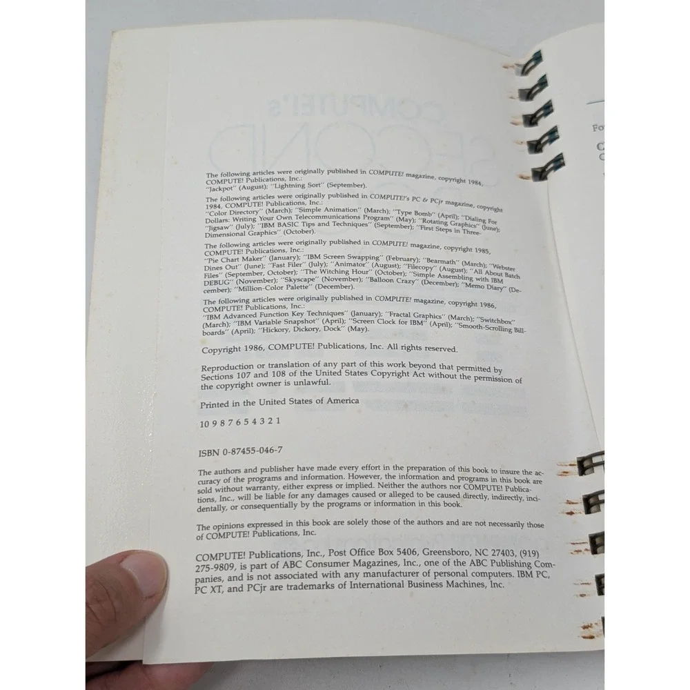 Second Book OF IBM by Compute Publishing Programming Games PC Computer Book VTG